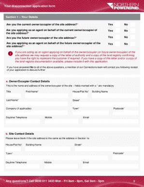 Fillable Online Application For Disconnection Of Electricity Connection