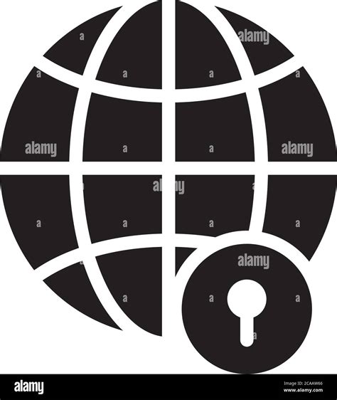 Global Sphere With Padlock Icon Over White Background Silhouette Style Vector Illustration