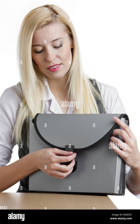 Portrait Of Businesswoman With Briefcase Stock Photo Alamy