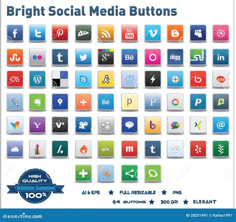 Bright Social Media Buttons Editorial Photo - Image: 28251491