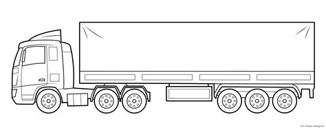 Truck and trailer coloring page – Line art illustrations