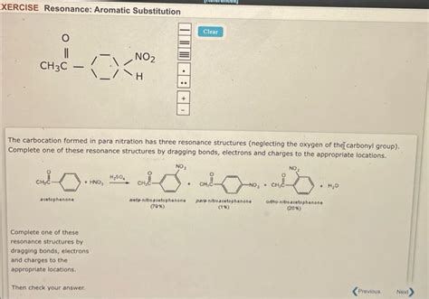 Solved Xercise Resonance Aromatic Substitution The