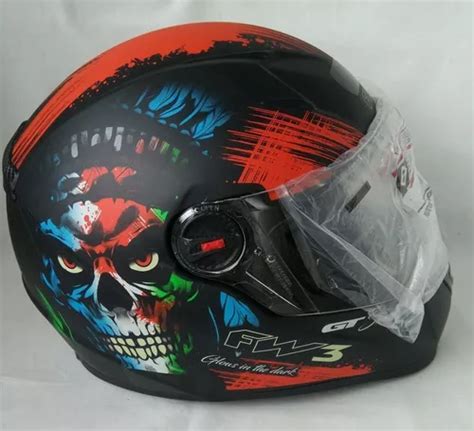 Capacete Fechado Moto Fw3 Gt Skull Caveira Preto Fosco 58cm