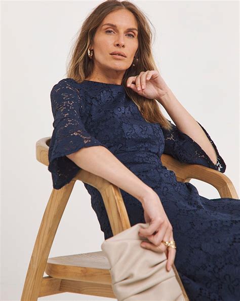 Joanna Hope Navy Lace Midi Dress Ambrose Wilson