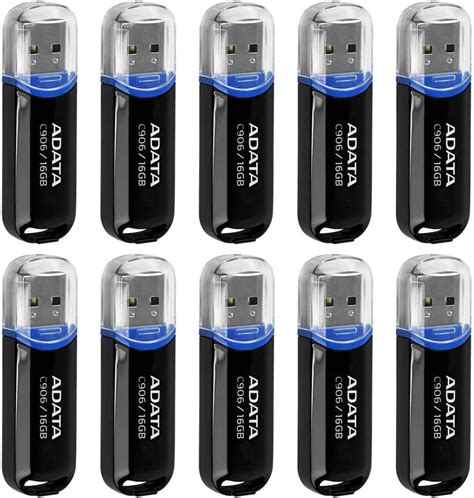 PSA Memoria Flash USB Kit De 10 Piezas ADATA Con Tapa Color Negro