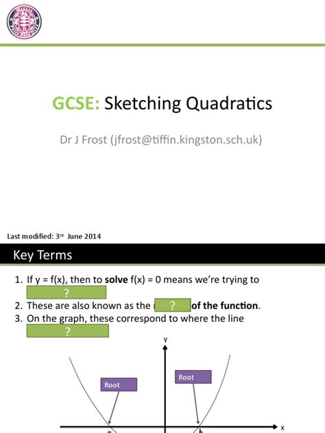 Gcse Sketching Quadratics Pdf Quadratic Equation Equations