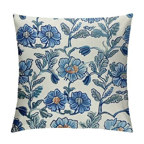 Comio Blue Floral Pillow Covers Rustic Light Blue Green Chinoiserie