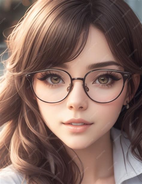 Premium Photo Beautiful Cute Girl With Glasses Cartoon Style