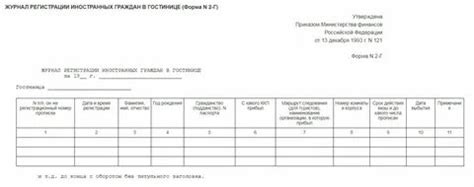 Журнал регистрации иностранных граждан в гостинице образец