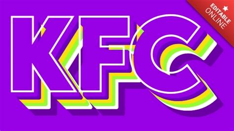 KFC Efecto 3D Morado Colores En Capas Generador De Efectos De Texto