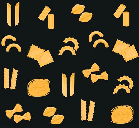 Seamless pattern of traditional pasta shapes. Different types of ...