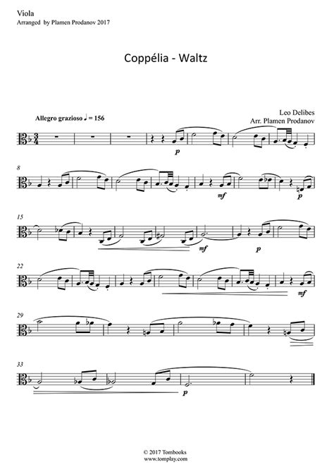 Coppélia Waltz Delibes Viola Sheet Music