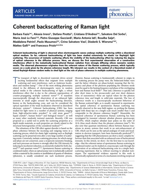 coherent backscattering  raman light
