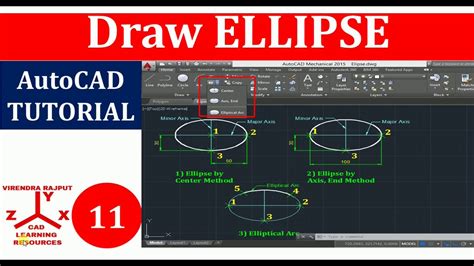 Autocad Tutorial Draw Ellipse And Elliptical Arc Using Center Axis