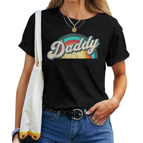 Daddy Gay Pride Month Lgbtq Fathers Day Rainbow Flag Retro Women T Shirt Mazezy