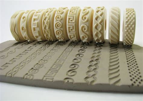 Pottery Texturing Ceramic Clay Rollers Rélyéf Set Of Embossed Etsy