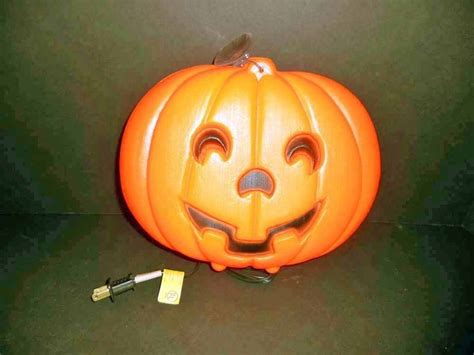 8 Vtg Pumpkin Head Blow Mold Jol Glow Lite Stand Hanging Usa Made