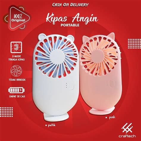 Jual Beautika Kipas Angin Mini Portable 1200 Mah Mini Fan 3 Speed Angin