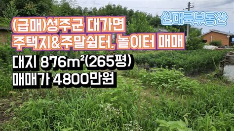 매물198급매성주군 대가면 주택지and주말쉼터 놀이터 매매 대지 876m²265평 매매가 4800만원 성주촌집매매