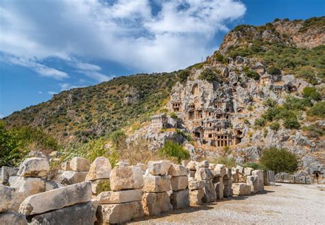 Rock Cut Tombs In The Ancient City Of Myra Turkey Stock Image Image