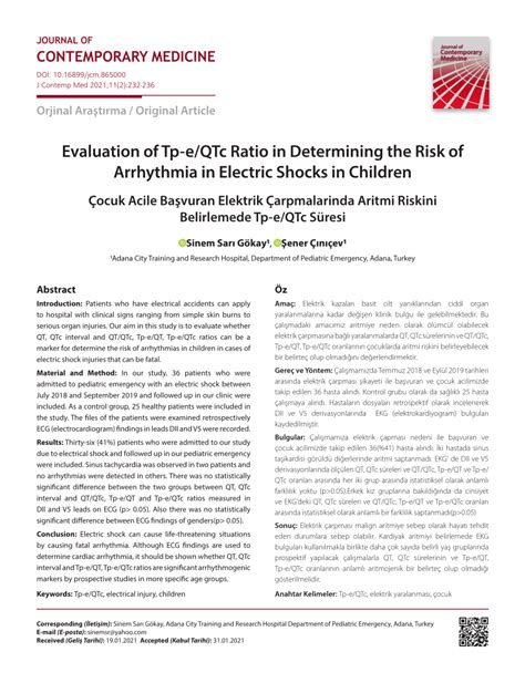 Pdf Evaluation Of Tp E Qtc Ratio In Determining The Risk Of