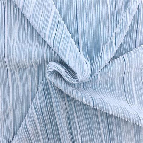 Pleated Polyester Sky Blue Fabric