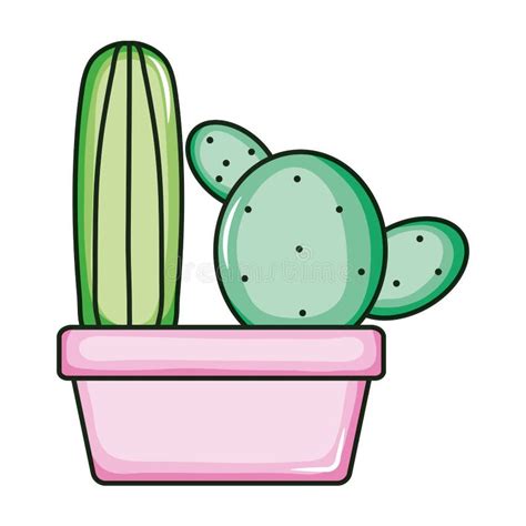 Plantas Del Cactus Ex Ticas En Pote De Cer Mica Ilustraci N Del Vector