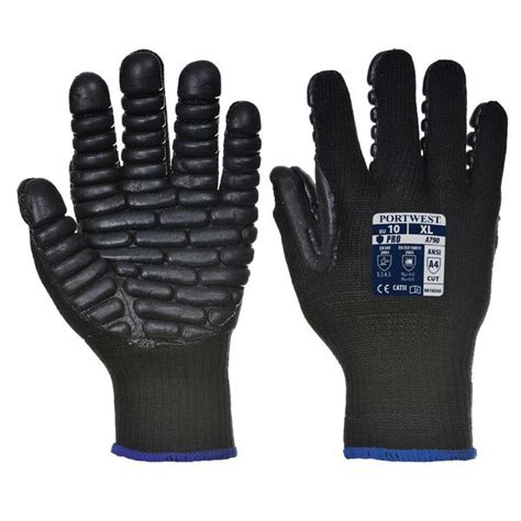 Portwest Black Anti Vibration Jack Hammer Gloves A790 Uk