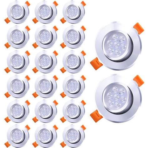 Lot De 20 Spot Led Encastrable 7w Blanc Froid 6000k Spot Encastré