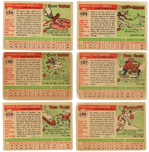 1955 TOPPS BASEBALL COMPLETE SET BREAK 4 CARDS PER BOX Pristine