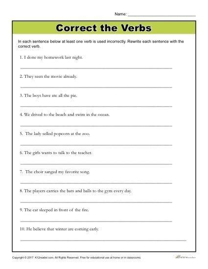 Free Printable Th Grade Grammar Worksheets Worksheets Master