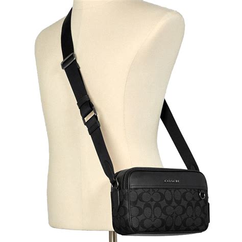 Spreesuki Coach Men Crossbody Bag Graham Crossbody In Signature Canvas Black Charcoal C4149