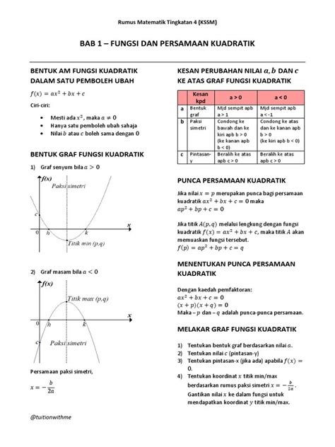 Nota Matematik Tingkatan 4 Kssm Bab 1 Nota Ringkas Padat Matematik