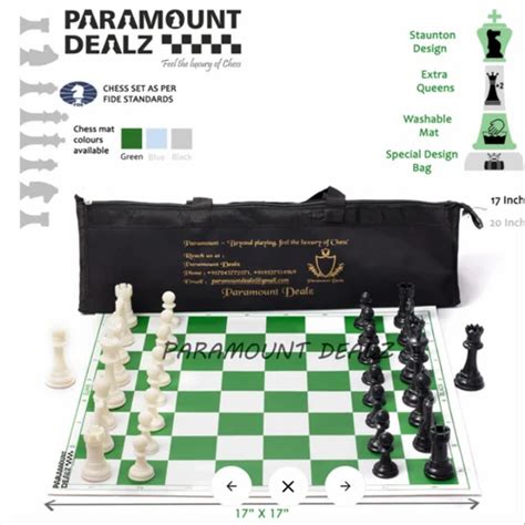 Vinyl Paramount Professional Green Chess Set Size Inches And