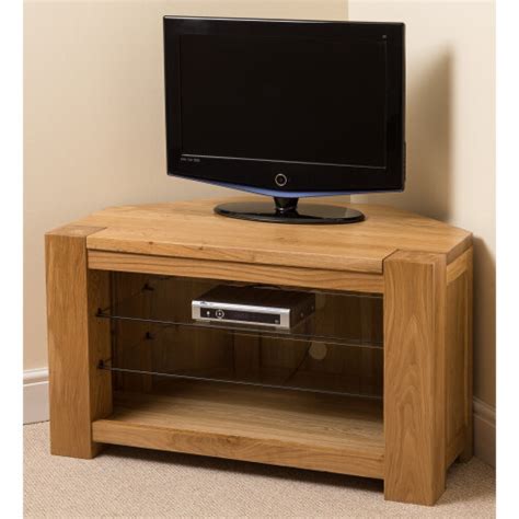 Kuba Chunky Solid Oak Corner Tv Unit On Onbuy