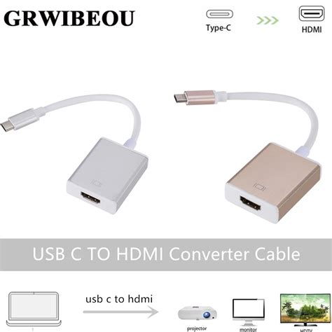 Grwibeou USB C TO HDMI Adapter Cable USB 3 1 Thunderbolt 3 To HDMI USB