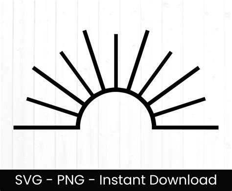 Half Sun Svg For Cricut Commercial Use Cut File Silhouette Etsy Canada