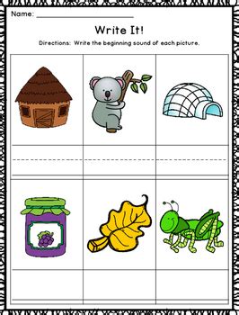 Write It Beginning Sound Activities By Caitlin Natale TPT