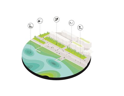 Landscape And Urban Design Circle Axonometric Diagram In Illustrator