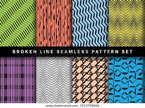 Seamless Broken Line Pattern Collection Set Stock Vector Royalty Free