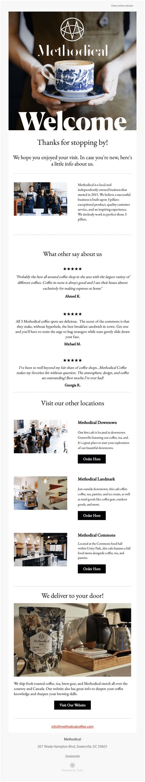 Welcome From Methodical Coffee Desktop Email View Really Good Emails