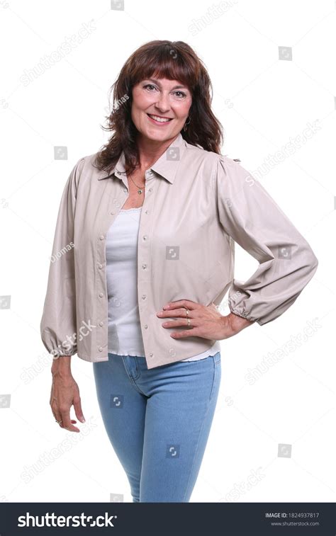 Beautiful Mature Woman Front Background Stock Photo 1824937817