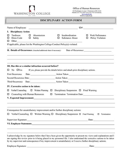 Pdf Printable Disciplinary Action Form