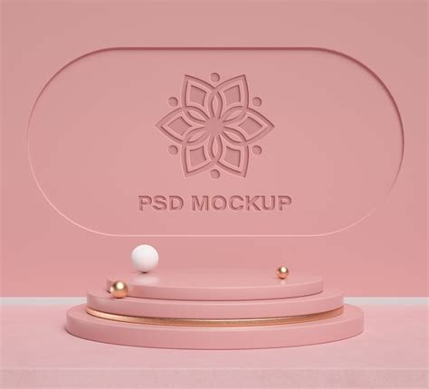 Maqueta De Podio Rosa Con Flor De Mandala Archivo Psd Premium