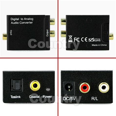 Digital Optical Coax Coaxial Toslink To Analog Audio Converter Adapter