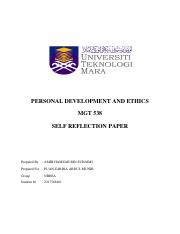 Personal Development And Ethics Self Reflection Essay Pdf Personal