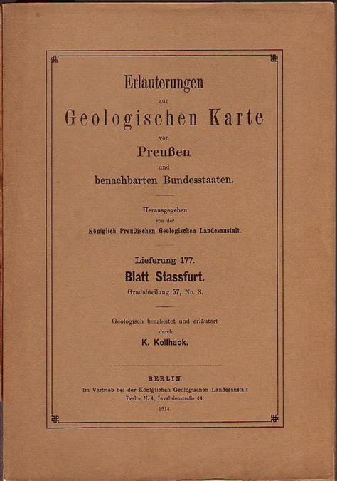 Erl Uterungen Zur Geologischen Karte Von Preu En Und Benachbarten