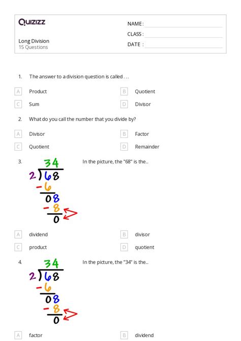 50 Long Division Worksheets For 6th Grade On Quizizz Free And Printable