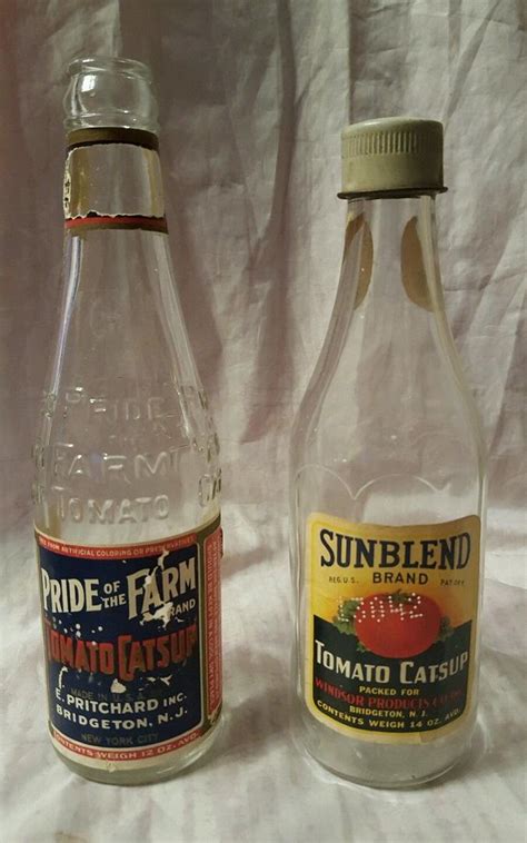 Vintage Catsup Ketchup Bottles Pride Of The Farm And Sunblend Embossed