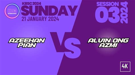 K Azeehan Pian Vs Alvin Azmi Kbsc Sunday January